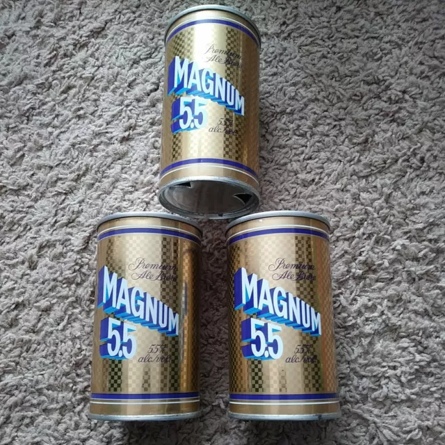 3 Magnum 5.5 Premium Ale Biere Straight Steel Push Tab Canadian Empty Beer Cans