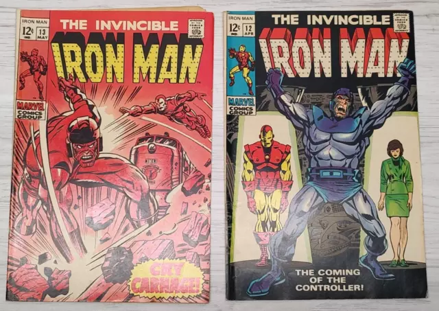 1969 Invincible Iron Man Vol 1 #12 #13 Marvel Comics Key Issue 1st Controller