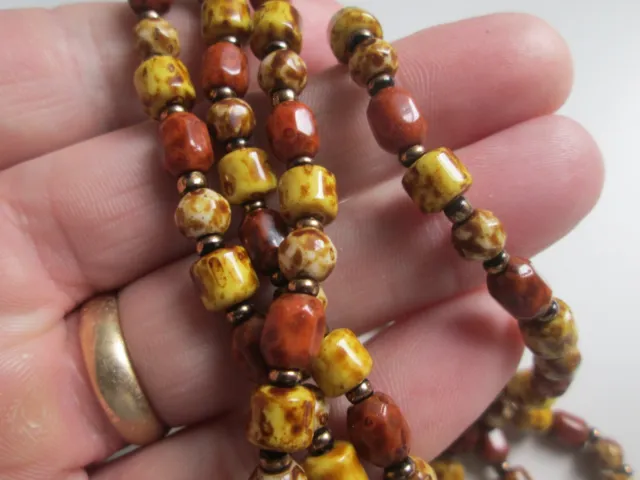 Vintage Scottish Agate Bead Long Flapper Style Necklace 120cms 2