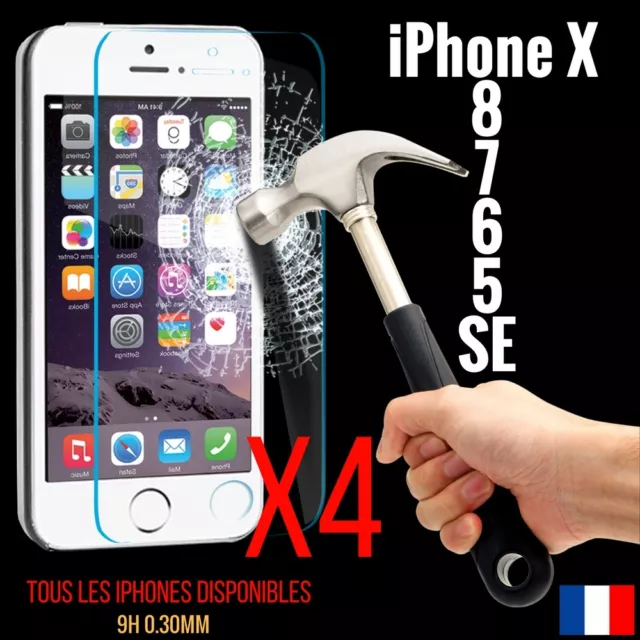 Lot Vitre Protection Verre Trempé Film Protecteur Écran Pour Iphone 4/5/6/S/+7/8