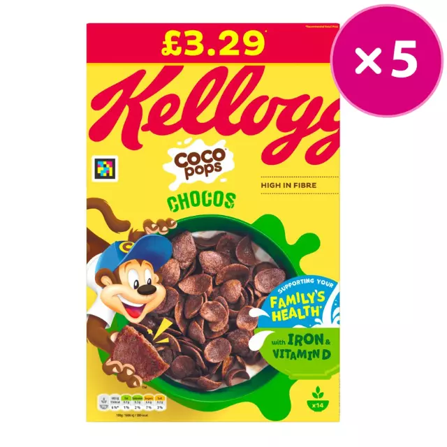 Kellogg's Coco Pops Chocos 430g X5 (P.M. £3.29)