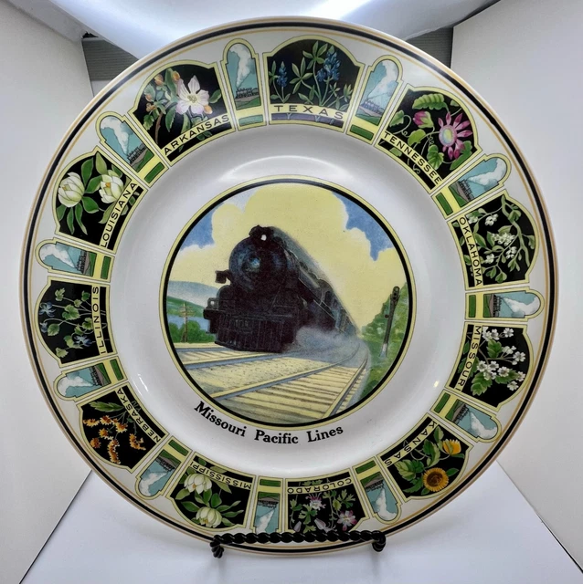 Set Of 2 Missouri Pacific Lines Railroad Route & State Flowers Syracuse Plates 3