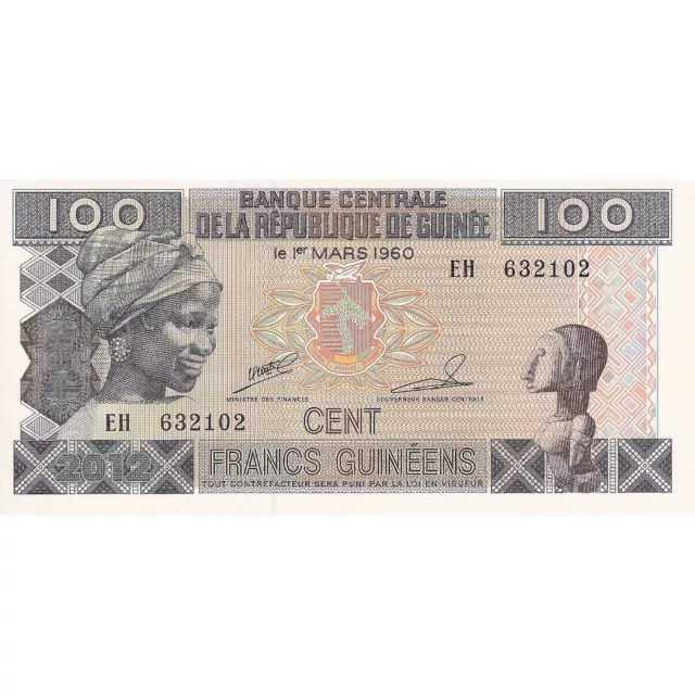 [#195805] Guinée, 100 Francs, 2012, KM:30a, NEUF