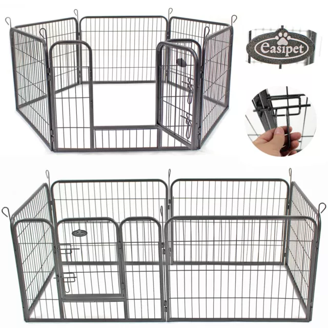 Pet Play Run Cage Dog Puppy Pen Rabbit Guinea Pig Black Metal Enclosure Easipet