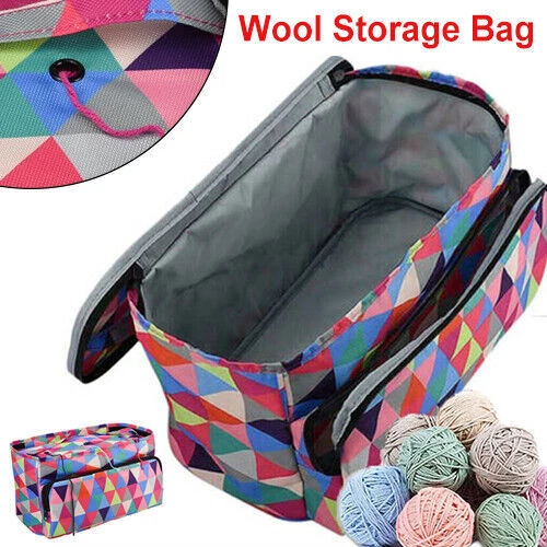 Oxford Cloth Printing Wool Crochet Storage Bag Knitting Needles Yarn Organizer r