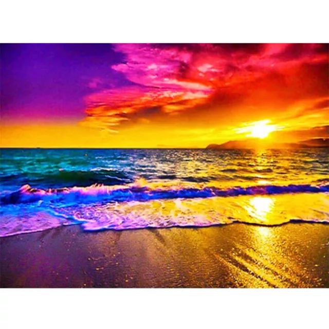 5D DIY Full Drill Diamonds Painting Beach Cross Stitch Craft Kit Wall Arts Decor