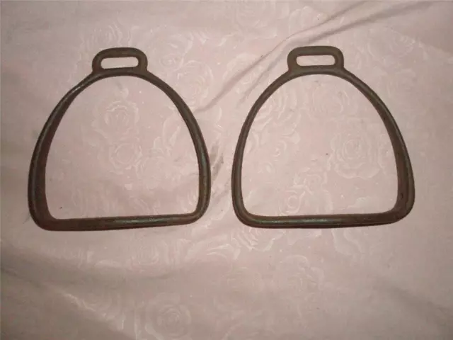 Antique Steel Cradle Military Horse Saddle Stirrup Irons.