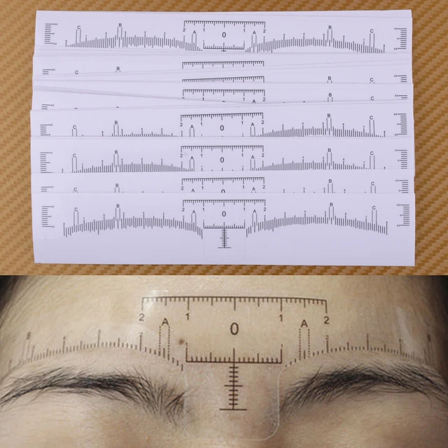 50Pcs Microblading Disposable Eyebrow Ruler Sticker Tattoo Shaper Measure Tool