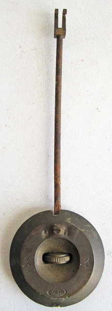 Balancier D'horloge Ancien ~ Laiton, émail, Fer ~ Fin 19ème ~ Pièce Détachée Horlogerie
