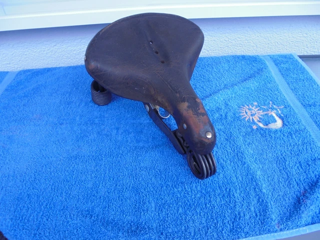 Selle Vélo Vintage Lepper - Large, Cuir Noir - Made In Holland - Occasion