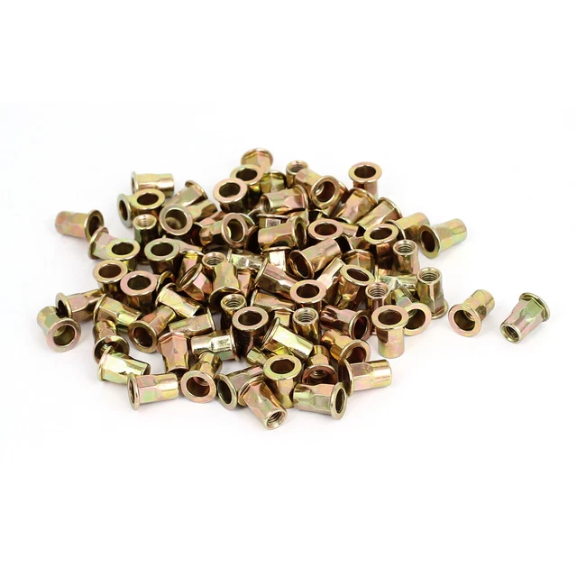 100 Pc m6 meta Corpo Esagonale Piatta Filettati Ciechi Dadi Rivetti Inserti
