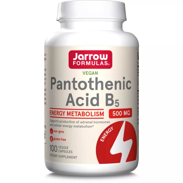 Jarrow Formulas Pantothenic Acid Vitamin B5 500mg 100 Veggie Capsules Energy