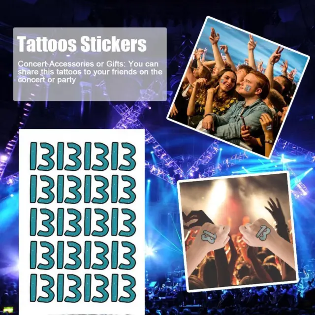 Adesivi tatuaggi temporanei Fenyong numero 13 falso tatuaggio rave concerto H7C6