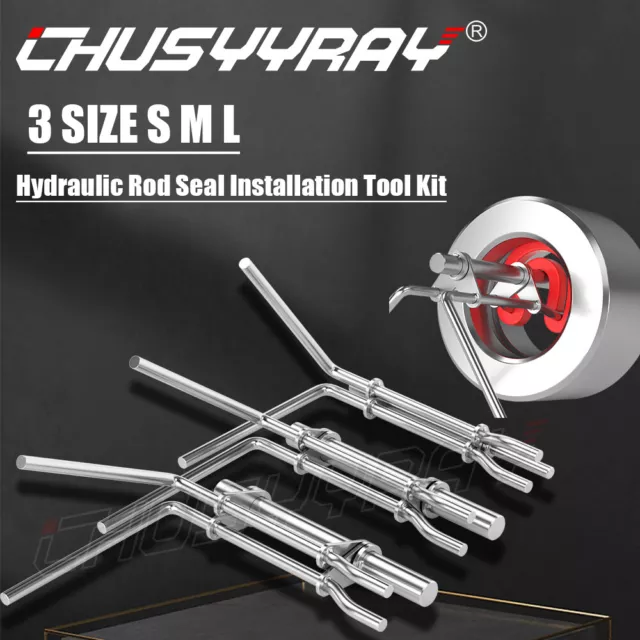 3) Hydraulic Cylinder Piston Rod Seal U-cup Installation Tool Kit Set  Universal 