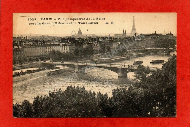 cpa 75 PARIS - perspective view of the Seine towards the Gare d'Orléans (1917)