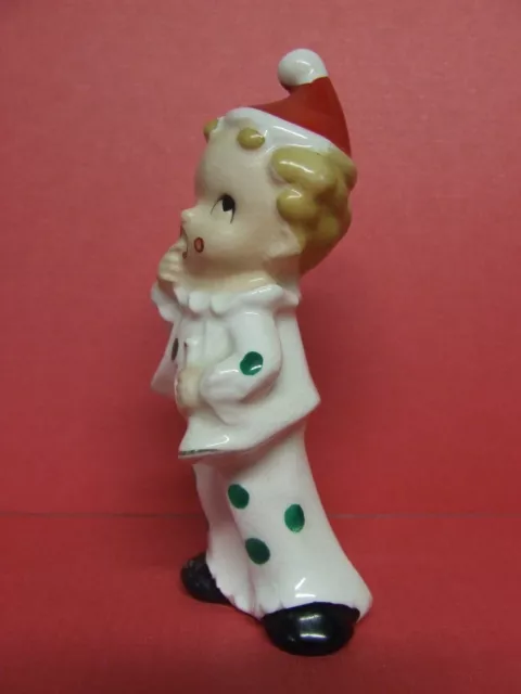 Vintage Christmas Clown Boy w/Polka Dotted Outfit & Santa Hat Figurine (Japan) 3
