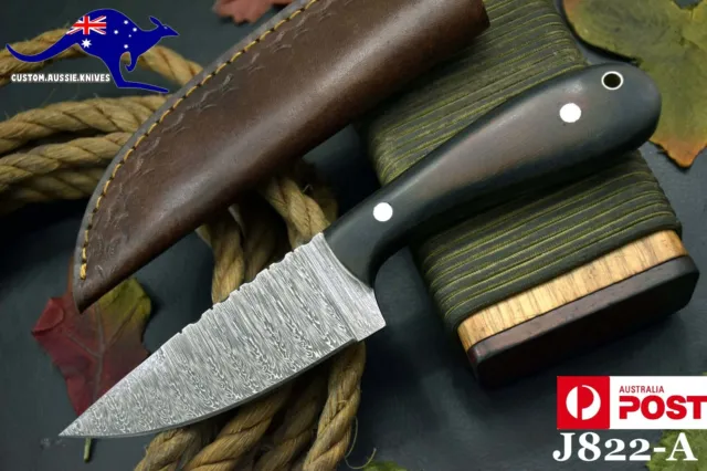Custom Damascus Steel Hunting Knife Handmade With G-10 Micarta Handle (J822-A)