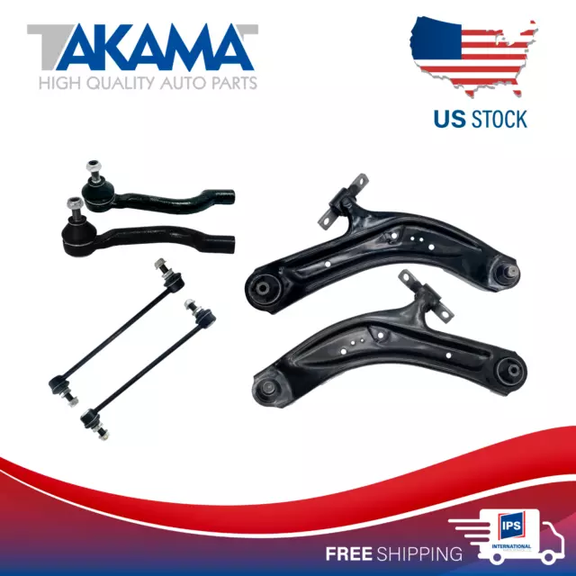 6 PC kit Front Lower Control Arm + Sway bar link + Tie Rod Ends for NISSAN ROGUE
