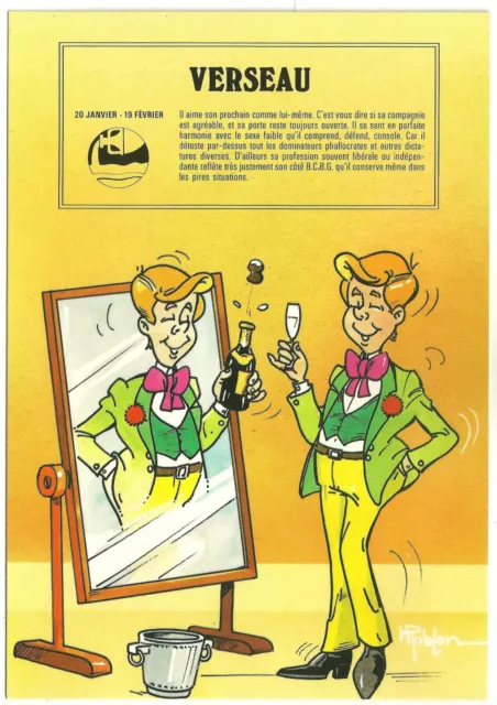 Carte Postale Signe du ZODIAC, VERSEAU illustrée par Hubert Rublon