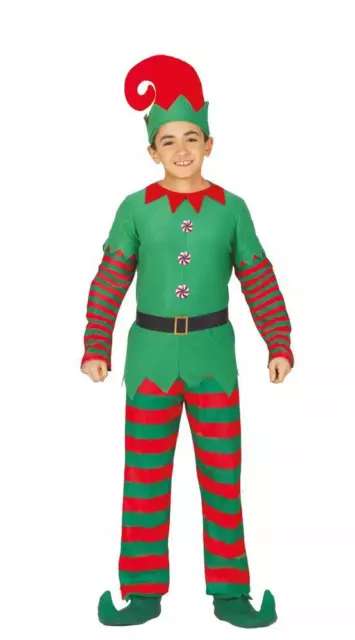 Costume Elfo Aiutante Babbo Natale Carnevale Vestito Guirma Bambino Natale Elfo