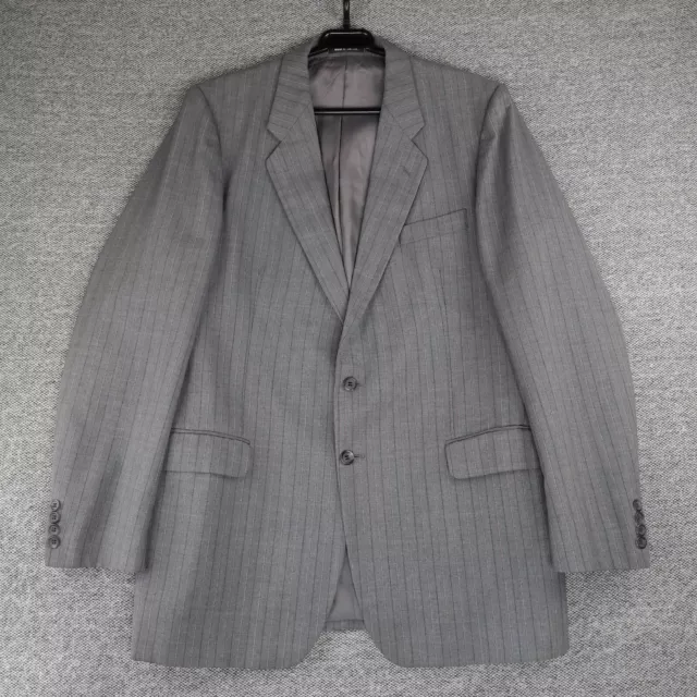 St Michael Jacket Mens 42 Adult Grey Blazer Striped Wool Blend Made in UK