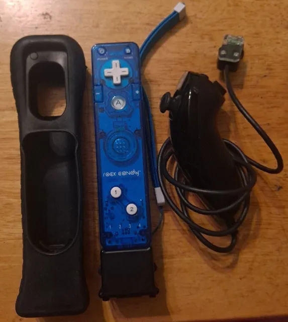 Nintendo Wii Blue Rock Candy Remote Wiimote Motion Plus Adapter Black Nunchuck