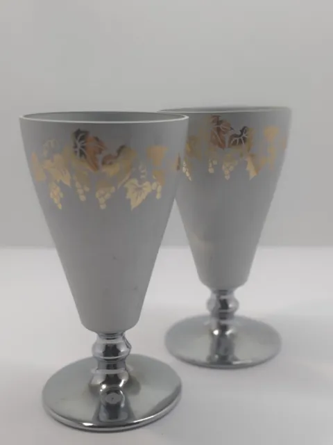 Vintage Fiesta Ware Vintage Metal Goblets Wine Glasses X 2 Collectable