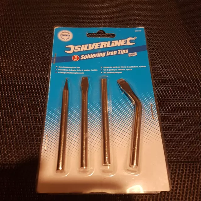 Silverline SOLDERING IRON TIPS 60w Pointed Chisel Bent Cut Off Tip UK