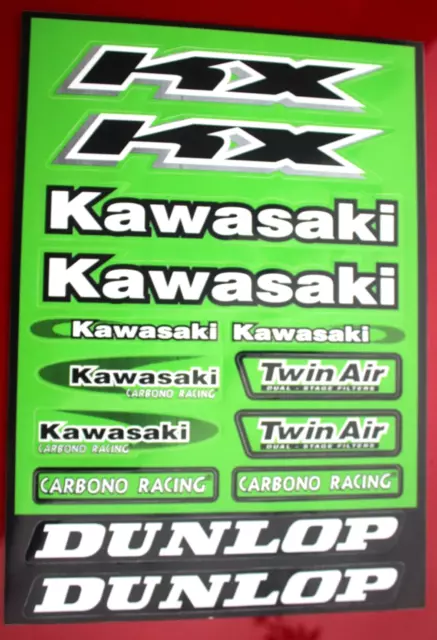 Kawasaki Motorrad Aufkleber Set Racing Team Sticker Bogen grün Twin Air MotoGP