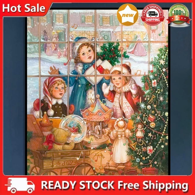 Full Cross Stitch Kids Christmas 11CT Stamped DIY Embroidery Kits Printed Crafts