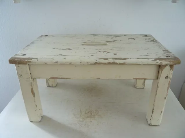 Alter kleiner Schemel Shabby !!!! Chic Vintage Holz Brocante Landhaus Hocker 3