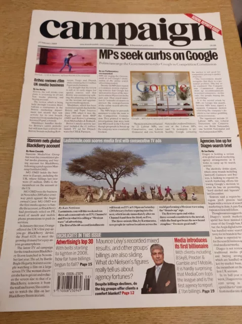 Campaign Newspaper 27th February 2009, MPs Seek Curbs On Google -B167