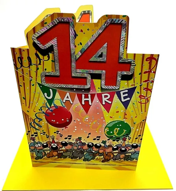 GEBURTSTAGSKARTE 14 JAHRE Karte 14 Geburtstag vierzehn Kindergeburtstag