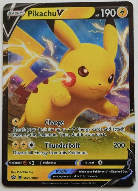 Pokemon TCG Sword & Shield Black Star Promo Card - Pikachu SWSH061 Standard Size