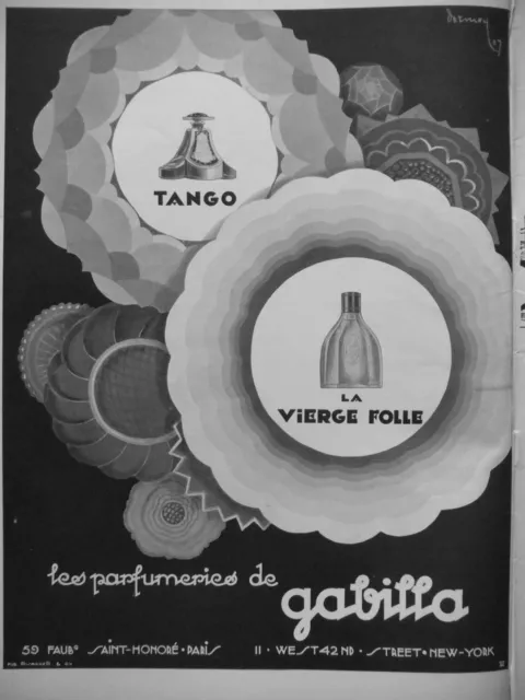1927 Press Advertisement The Perfumeries Of Gabilla Tange Et The Mad Virgin