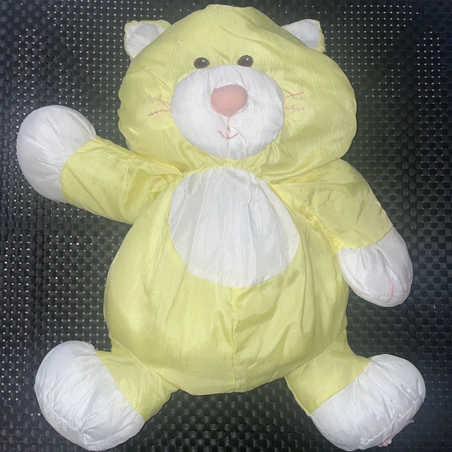 Ca3 / Doudou Peluche Vintage Chat Jaune Blanc  Puffalump Fisher  Price 40Cm
