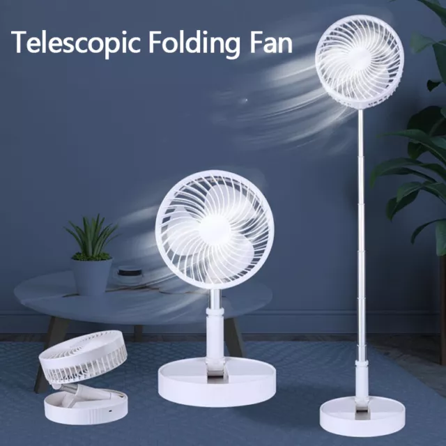 Cordless Telescopic Folding Fan Cooling Portable Rechargeable Fan - White NEW UK