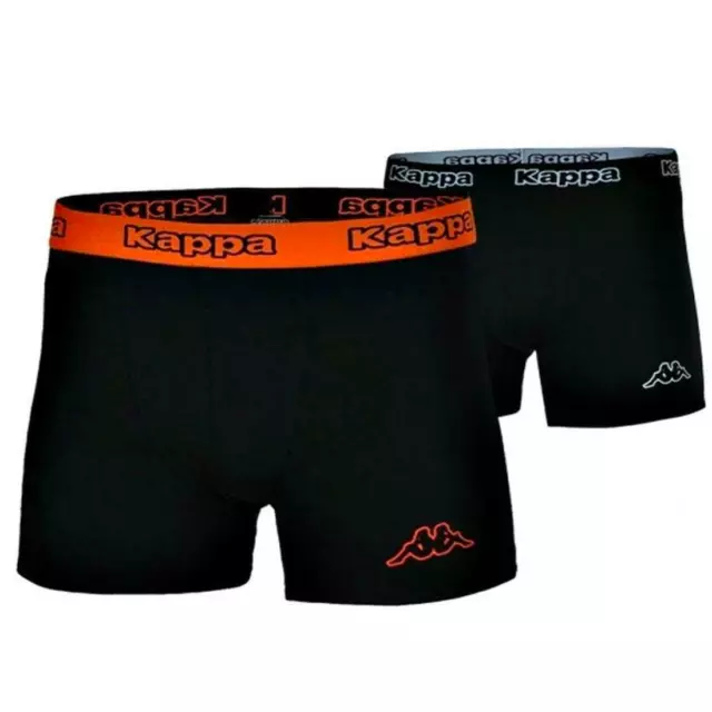 Kappa Boxer Shorts Mens 2 Pack Black Sports Underwear Classic Slim Fit Boxers 2