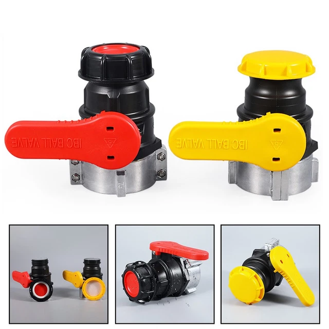 Vanne à Bille Plastique DN50 75 Mm Pour Tonne IBC 1000L - Bleu, Blanc, Noir - Contrôle Débit, Anti-éclaboussures - Résistante Acides Et Solvants