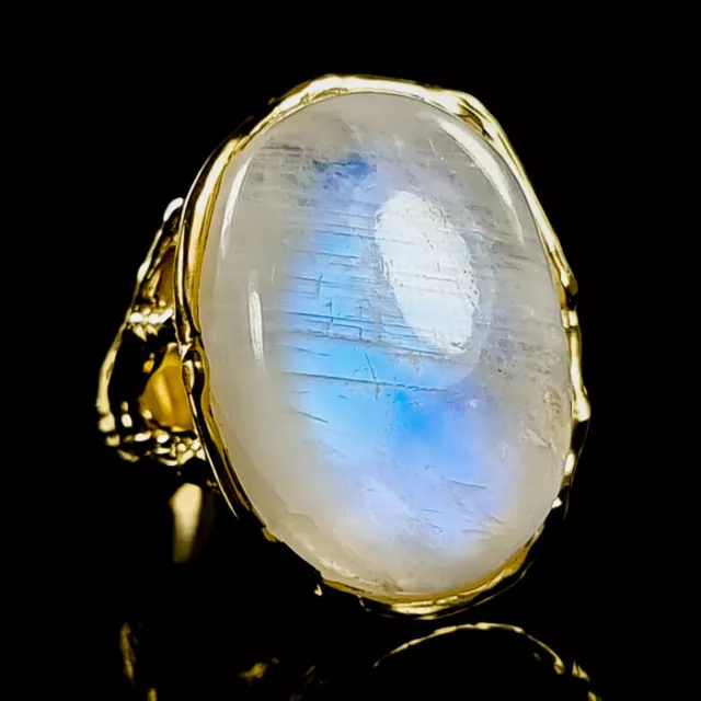 Jewelry Unique 327 ct Moonstone Ring 925 Sterling Silver Size 8 /R343799