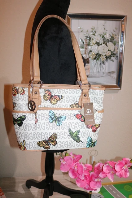Giani Bernini Butterflies Handbag white plus two custom  headbands