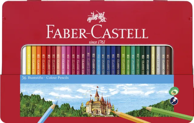 FABER CASTELL Hexagonal Buntstifte CASTLE 36er Metalletui