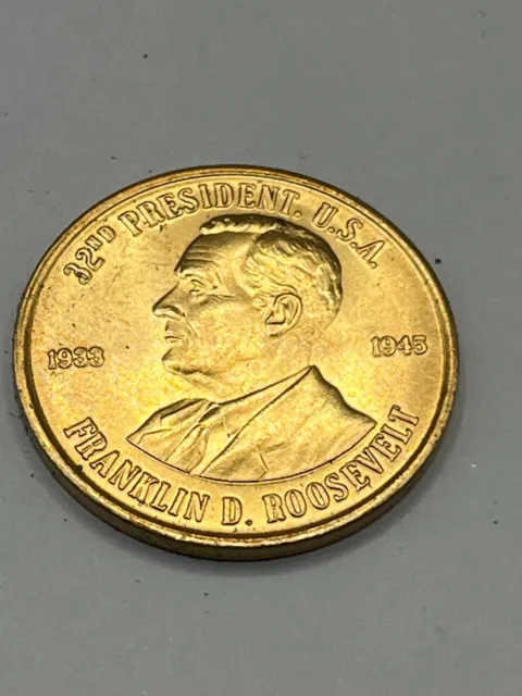 VTG Brass 32nd President Franklin D. Roosevelt FDR New Deal Commemorative Coin