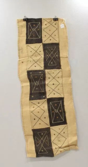 African Kuba Cloth Natural Woven Raffia Table Runner Congo