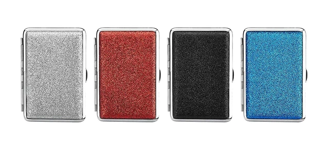 Zigarettenetui SHINY Mit Glitzer - Metall Leder Optik Für 12 Zigaretten