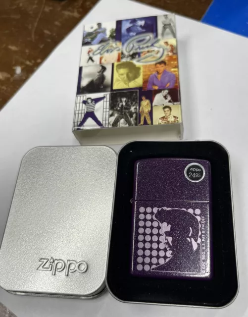 Zippo 2005 Elvis Presley Silhouette Purple Shimmer Lighter Sealed In Box R7