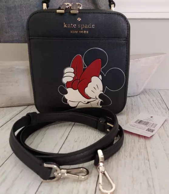 Kate Spade x Disney Minnie Mouse Vanity Case Crossbody K9530 Black Leather