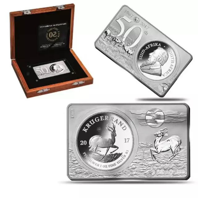 We Love 2017 South Africa 3 Oz Silver 50Th Anniversary Krugerrand Coin & Bar Set