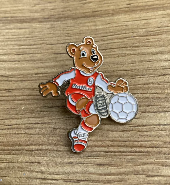 Classic Butlins Holiday Camp Resort Billy Bear Kicking Football Enamel Pin Badge