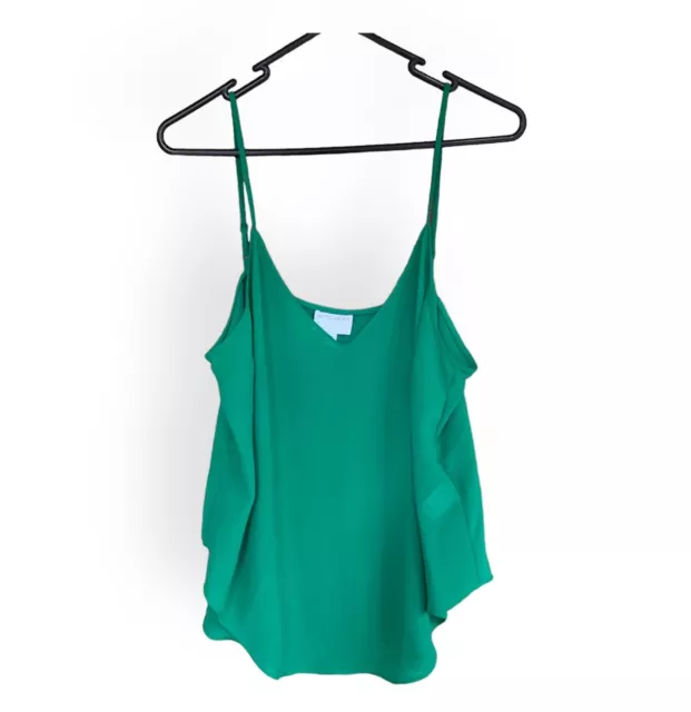 Witchery Womens Cami Tank Green Sheer Spaghetti Straps Size 12